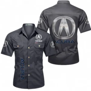 Car Fans Gift Short Sleeved Shirt, Button up Shirt All Over Print For Car Owners, Custom Name CAR392072125827-Gray