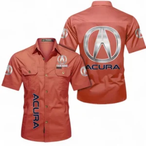 Car Fans Gift Short Sleeved Shirt, Button up Shirt All Over Print For Car Owners, Custom Name CAR392072125827-Red