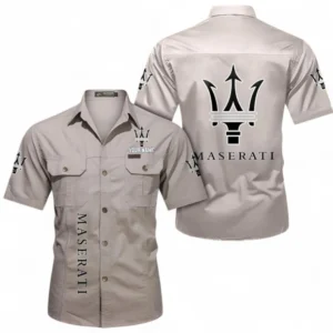 Car Fans Gift Short Sleeved Shirt, Button up Shirt All Over Print For Car Owners, Custom Name CAR392072125832-Beige