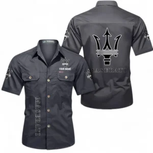 Car Fans Gift Short Sleeved Shirt, Button up Shirt All Over Print For Car Owners, Custom Name CAR392072125832-Gray