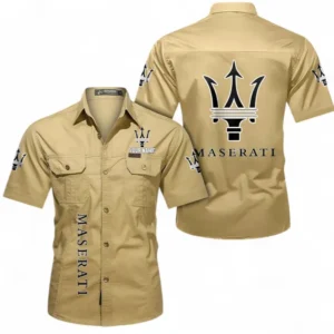 Car Fans Gift Short Sleeved Shirt, Button up Shirt All Over Print For Car Owners, Custom Name CAR392072125832-Khaki