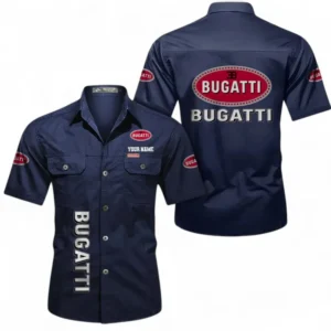 Car Fans Gift Short Sleeved Shirt, Button up Shirt All Over Print For Car Owners, Custom Name CAR392072125833-Dark Blue