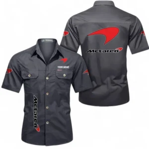 Car Fans Gift Short Sleeved Shirt, Button up Shirt All Over Print For Car Owners, Custom Name CAR392072125834-Gray
