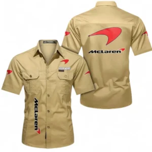 Car Fans Gift Short Sleeved Shirt, Button up Shirt All Over Print For Car Owners, Custom Name CAR392072125834-Khaki
