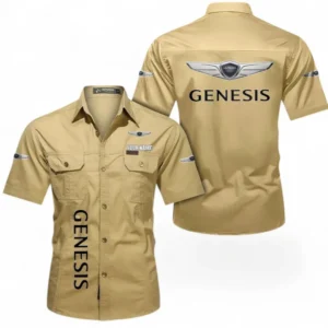 Car Fans Gift Short Sleeved Shirt, Button up Shirt All Over Print For Car Owners, Custom Name CAR392072125835-Khaki