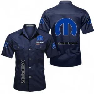 Car Fans Gift Short Sleeved Shirt, Button up Shirt All Over Print For Car Owners, Custom Name CAR392072125836-Dark Blue