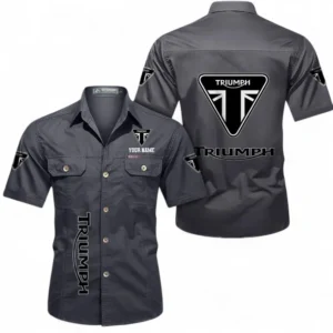 Motorcycles Fans Gift Short Sleeved Shirt, Button up Shirt All Over Print For Car Owners, Custom Name CAR392072125837-Gray