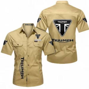 Motorcycles Fans Gift Short Sleeved Shirt, Button up Shirt All Over Print For Car Owners, Custom Name CAR392072125837-Khaki