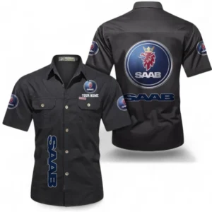 Car Fans Gift Short Sleeved Shirt, Button up Shirt All Over Print For Car Owners, Custom Name CAR392072125838-Black