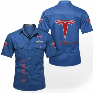 Car Fans Gift Short Sleeved Shirt, Button up Shirt All Over Print For Car Owners, Custom Name CAR392072125839-Cowboy Blue