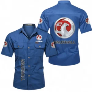 Car Fans Gift Short Sleeved Shirt, Button up Shirt All Over Print For Car Owners, Custom Name CAR392072125840-Cowboy Blue