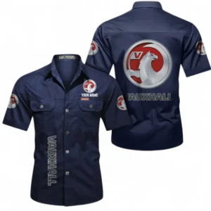 Car Fans Gift Short Sleeved Shirt, Button up Shirt All Over Print For Car Owners, Custom Name CAR392072125840-Dark Blue