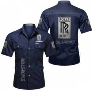 Car Fans Gift Short Sleeved Shirt, Button up Shirt All Over Print For Car Owners, Custom Name CAR392072125844-Dark Blue