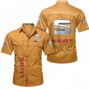 Car Fans Gift Short Sleeved Shirt, Button up Shirt All Over Print For Car Owners, Custom Name CAR392072125845-Turmeric