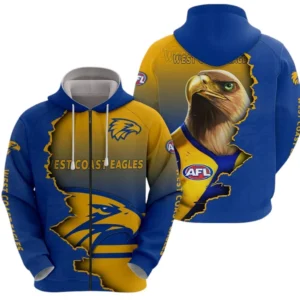 West Coast Eagles Zipper Hoodie, All Over Print Zipper Hoodie West Coast Eagles DAFL1346252031