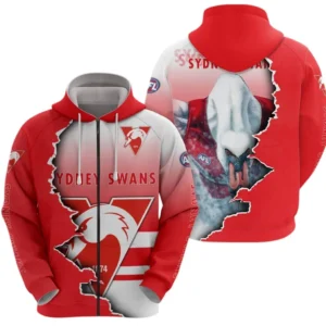Sydney Swans Zipper Hoodie, All Over Print Zipper Hoodie Sydney Swans DAFL1346252038