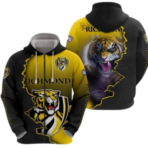 Richmond Tigers Zipper Hoodie, All Over Print Zipper Hoodie Richmond Tigers DAFL1346252040