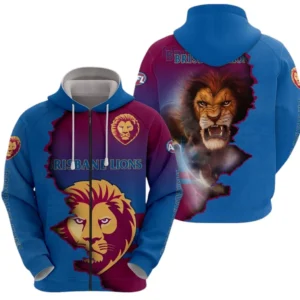 Brisbane Lions Zipper Hoodie, All Over Print Zipper Hoodie Brisbane Lions DAFL1346252042