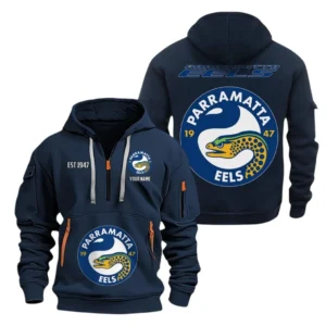 Parramatta Eels Hoodie Half Zipper, All Over Print Hoodie Half Zipper Parramatta Eels DNRL1356302025 - Navy