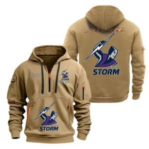 Melbourne Storm Hoodie Half Zipper, All Over Print Hoodie Half Zipper Melbourne Storm DNRL1356302027 - Khaki