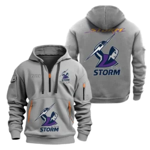 Melbourne Storm Hoodie Half Zipper, All Over Print Hoodie Half Zipper Melbourne Storm DNRL1356302027 - Grey