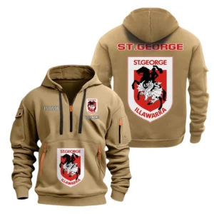 St. George Illawarra Dragons Hoodie Half Zipper, All Over Print Hoodie Half Zipper St. George Illawarra Dragons DNRL1356302028 - Khaki