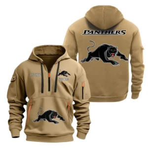 Penrith Panthers Hoodie Half Zipper, All Over Print Hoodie Half Zipper Penrith Panthers DNRL1356302029 - Khaki