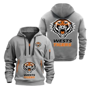 Wests Tigers Hoodie Half Zipper, All Over Print Hoodie Half Zipper Wests Tigers DNRL1356302030 - Grey