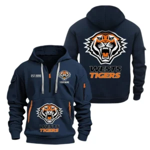 Wests Tigers Hoodie Half Zipper, All Over Print Hoodie Half Zipper Wests Tigers DNRL1356302030 - Navy