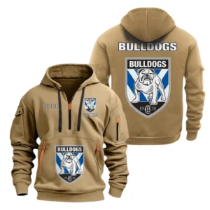 Canterbury Bankstown Bulldogs Hoodie Half Zipper, All Over Print Hoodie Half Zipper Canterbury Bankstown Bulldogs DNRL1356302031 - Khaki