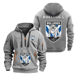 Canterbury Bankstown Bulldogs Hoodie Half Zipper, All Over Print Hoodie Half Zipper Canterbury Bankstown Bulldogs DNRL1356302031 - Grey