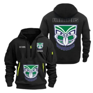 New Zealand Warriors Hoodie Half Zipper, All Over Print Hoodie Half Zipper New Zealand Warriors DNRL1356302033 - Black