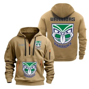 New Zealand Warriors Hoodie Half Zipper, All Over Print Hoodie Half Zipper New Zealand Warriors DNRL1356302033 - Khaki