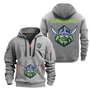 Canberra Raiders Hoodie Half Zipper, All Over Print Hoodie Half Zipper Canberra Raiders DNRL1356302036 - Grey