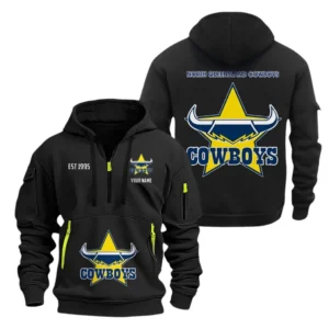 North Queensland Cowboys Hoodie Half Zipper, All Over Print Hoodie Half Zipper North Queensland Cowboys DNRL1356302037 - Black