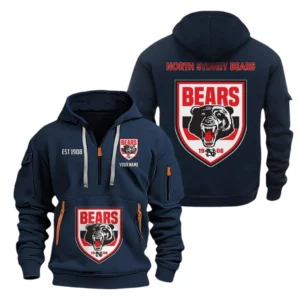 North Sydney Bears Hoodie Half Zipper, All Over Print Hoodie Half Zipper North Sydney Bears DNRL1356302039 - Navy