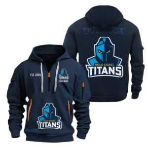 Gold Coast Titans Hoodie Half Zipper, All Over Print Hoodie Half Zipper Gold Coast Titans DNRL1356302040 - Navy