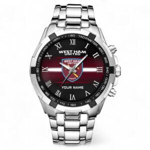 West Ham United Fans Gift Steel Watches, All Over Print Steel Watches For Sport Fan, Custom Name EPL103072925342
