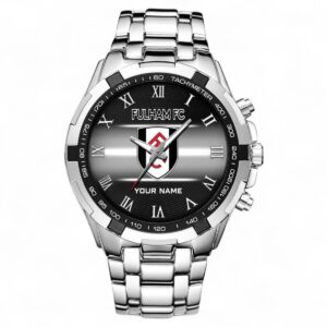 Fulham Fans Gift Steel Watches, All Over Print Steel Watches For Sport Fan, Custom Name EPL103072925346