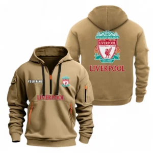 Liverpool Fans Gift Hoodie Half Zipper, All Over Print Hoodie Half Zipper For Sport Fan, Custom Name EPL104072925444-Khaki