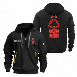 Nottingham Forest Fans Gift Hoodie Half Zipper, All Over Print Hoodie Half Zipper For Sport Fan, Custom Name EPL104072925450-Black