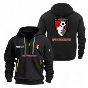 Bournemouth Fans Gift Hoodie Half Zipper, All Over Print Hoodie Half Zipper For Sport Fan, Custom Name EPL104072925452-Black