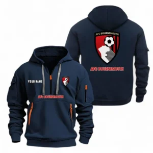 Bournemouth Fans Gift Hoodie Half Zipper, All Over Print Hoodie Half Zipper For Sport Fan, Custom Name EPL104072925452-Navy