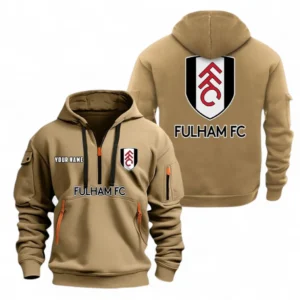 Fulham Fans Gift Hoodie Half Zipper, All Over Print Hoodie Half Zipper For Sport Fan, Custom Name EPL104072925459-Khaki