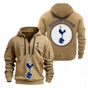 Tottenham Hotspur F.C Fans Gift Hoodie Half Zipper, All Over Print Hoodie Half Zipper For Sport Fan, Custom Name EPL110073025228-Khaki