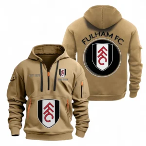 Fulham F.C Fans Gift Hoodie Half Zipper, All Over Print Hoodie Half Zipper For Sport Fan, Custom Name EPL110073025233-Khaki