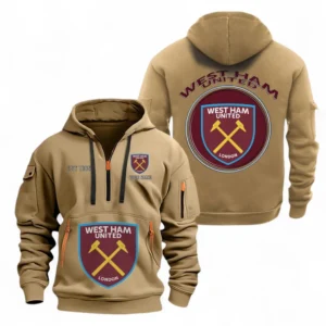 West Ham United Fans Gift Hoodie Half Zipper, All Over Print Hoodie Half Zipper For Sport Fan, Custom Name EPL110073025235-Khaki