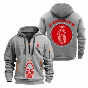Nottingham Forest F.C Fans Gift Hoodie Half Zipper, All Over Print Hoodie Half Zipper For Sport Fan, Custom Name EPL110073025239-Grey