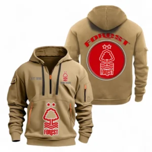 Nottingham Forest F.C Fans Gift Hoodie Half Zipper, All Over Print Hoodie Half Zipper For Sport Fan, Custom Name EPL110073025239-Khaki