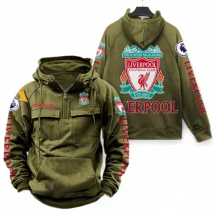 Liverpool Fans Gift Tactical Quarter Zip Hoodie, All Over Print Tactical Quarter Zip Hoodie For Sport Fan, Custom Name EPL111073025111-Army Green